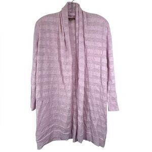 LILLA P LADIES CARDIGAN SWEATER PINK PURPLE medium open linen cotton 2AH49
